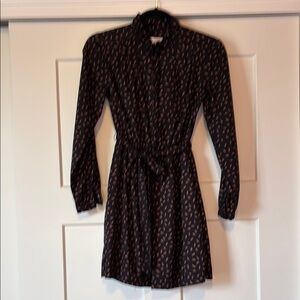 Black Long Sleeve Buttoned Shirt Dress